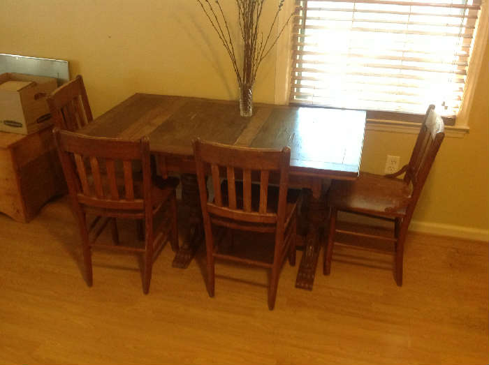 Antique table / 4 chairs $ 360.00