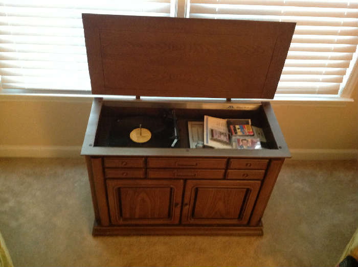 Stereo Record cabinet with turntable - $ 80.00