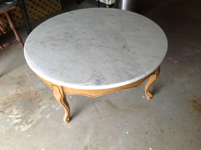 Marble Top Round Table - $ 100.00