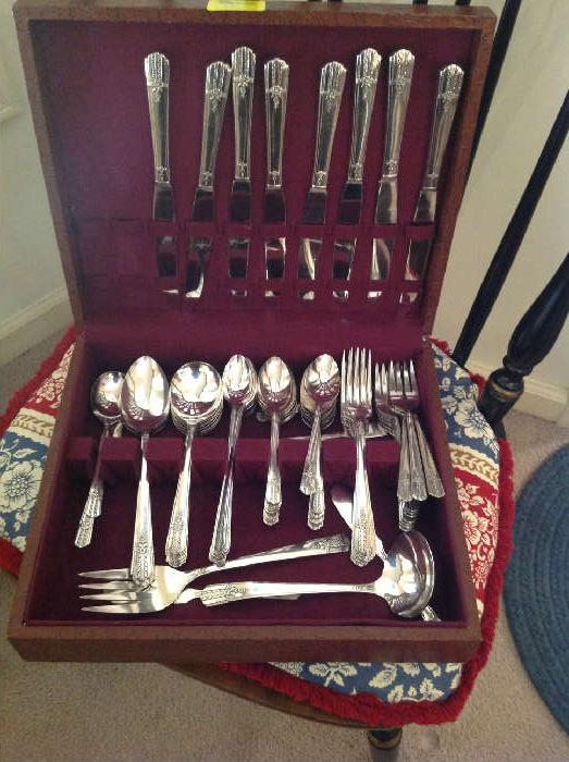 Silver plated flatware set $ 80.00
