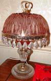 Rose colored cut glass lamp $ 35.