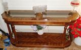 Glass topped sofa table - $ 125.