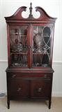 Item DR3 - Sheridan style glass front antique china cabinet $ 375.00 - matching buffet also available for $ 275.00.