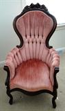 Items LR3 and 4 - Set of (2) pink victorian antique roseback chairs $ 250.00 each.