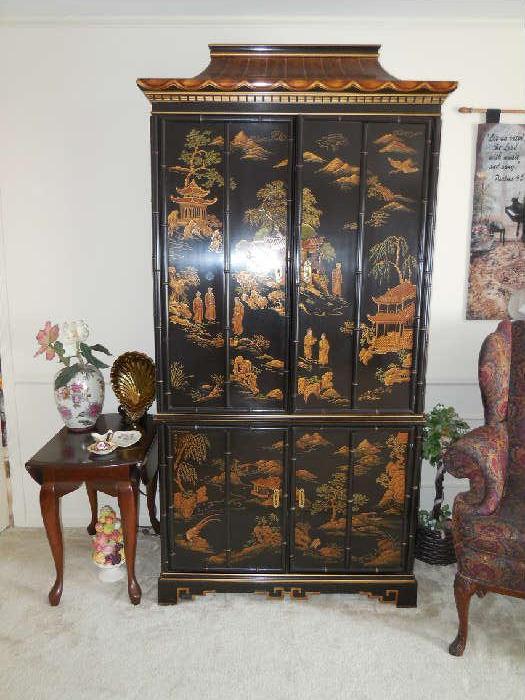 Wonderful, rare, oriental entertainment center-cabinet.