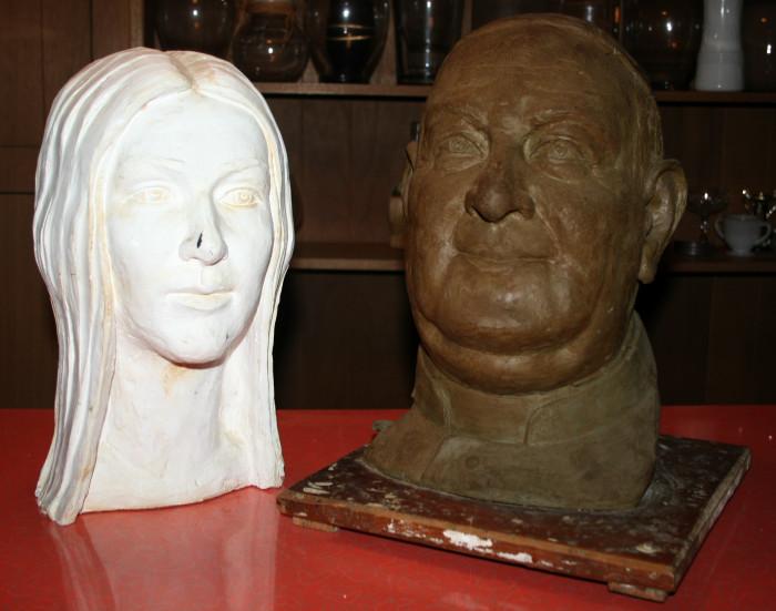 Sculptures by Lou of daughter and Pope