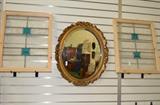 Stained Glass, Gilt Framed Mirror