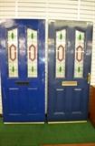 (2)Blue Painted Exterior Doors