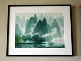 Chinese Watercolor w/ White Mat (27" x 21.5" including frame).  Inventory No. 4