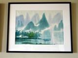 Chinese Watercolor w/ White Mat (27" x 21.5" including frame).  Inventory No. 5