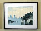 Chinese Watercolor w/ White Mat (27" x 21.5" including frame).  Inventory No. 6