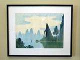Chinese Watercolor w/ White Mat (27" x 21.5" including frame).  Inventory No. 7