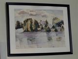 Watercolor, by Catherine Maize (20.5" x 18" including frame).   Inventory No. 24
