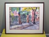 Watercolor, Courtyard on Burton Between Dearborn and Clark by Jane Aigler (31" x 25" framed).  Inventory No. 46