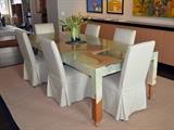Painted Dining Table, signed by artist George Green.  One of a kind.  Inventory No. 56