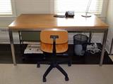 Room & Board Table/ with Zebra Wood Top.  Office Chair -Aluminum with Maple Seat.   Inventory No. 91 & 92