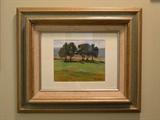 Oil, by Ken Webster (18" x 15" including frame).  This painting depicts the 3rd hole on the Shelter Cove Golf Course.   Inventory No. 38