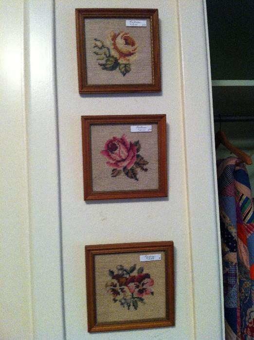                          Needlepoint framed flowers