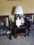           Matching chair, rocker; side table; dolls