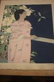large Paul Jacoulet woodblock print titled "Fleurs du Soir, Tuck Toloas"
