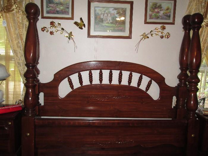 King "Paul Bunyan" bed with 2 night stands, Dresser with mirror, Armoire (solid wood)