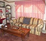 Broyhill sofa, solid pine coffee table