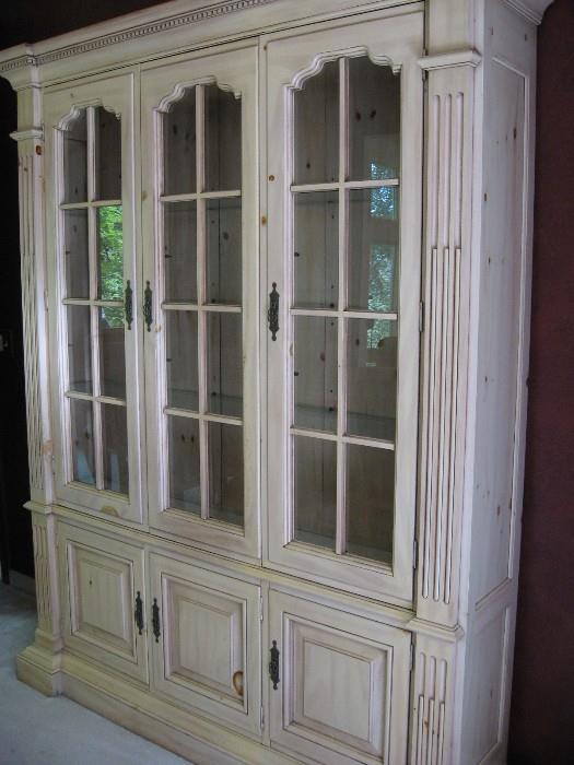 Lighted Whitewashed china hutch 