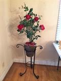 Large silk rose in stand
