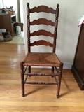 Outstanding group of 6 vintage ladder back chairs with rattan seats. Incredible condition!