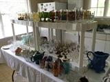 Many sets of glasses and stemware available. Several mid century and 70s style.
