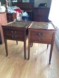 Two nice antique leather top tables.