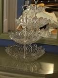 Stunning three tier glass serving piece.