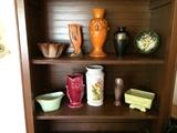 Variety of metal and pottery from mid century.