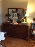 Drexel Furniture bedroom cherry chest of drawers with mirror. 