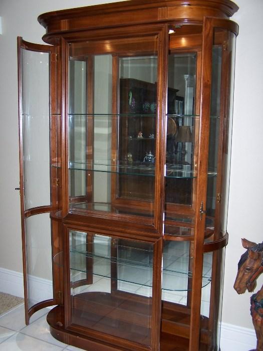 Curved glass Curio with side opening doors