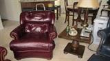 Wine Colored Leather Pennsylvania House  Chair and Ethan Allen “Old Tavern” end table