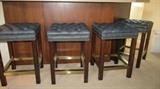Blue Leather Bar Stools