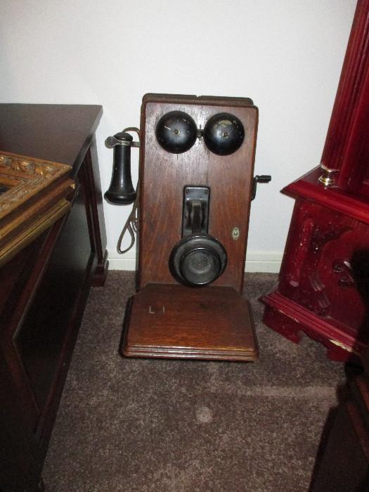 Antique Wooden Telephone Awesome Shape