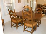 Solid Oak Dining Table and 4 chairs...includes 2 leaves (see other photo)