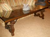 Solid Oak coffee table with glass top