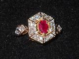 Divine Ruby and Diamond Ring set in 14 Kt yellow gold
