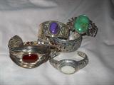 Collection of sterling silver cuff bracelets...and lots more jewelry