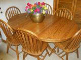 Oak Dining Table with 6 Windsor style chairs