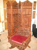 Handsome carved room divider and chair