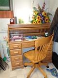 roll top desk & wood office chair