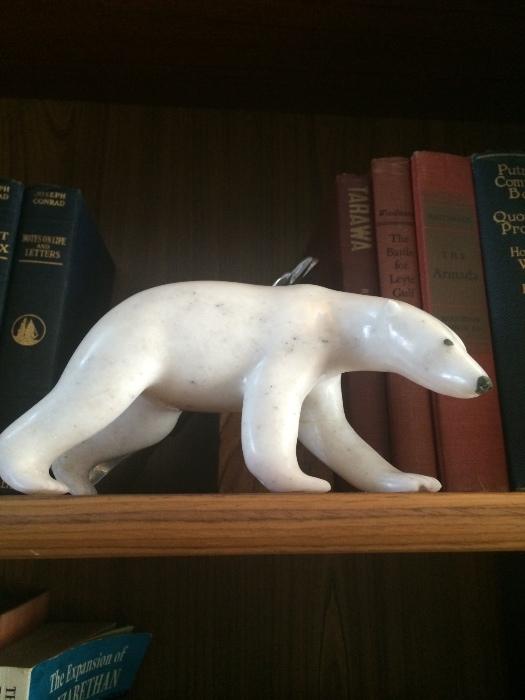 Marble polar bear sculpture