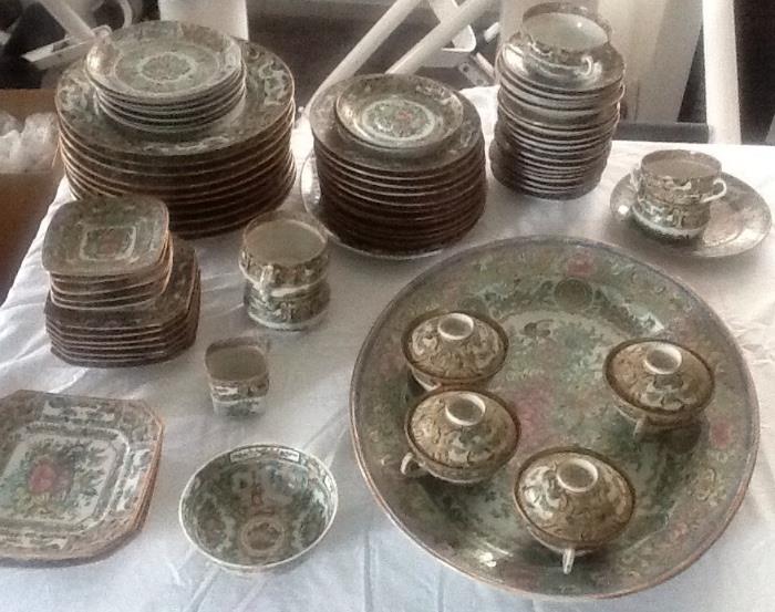 Chinese Rose Medallian set of dishes