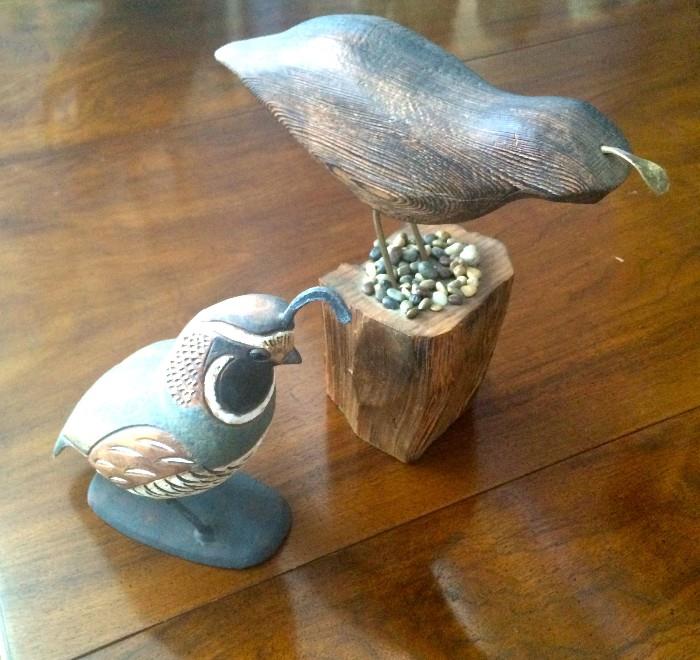 Hand painted bird by Andrea & hand carved bird by Vincent