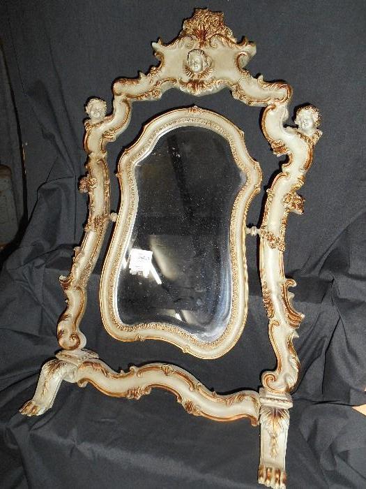 Nice French Cherub Table Top Mirror
