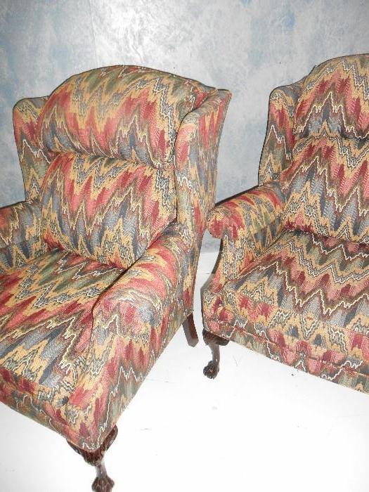 Pair of Chippendale Wing Back Chairs
